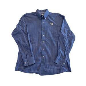Cutter & Buck Tennessee Titans Blue Plaid Button Down Shirt Womens Medium NFL